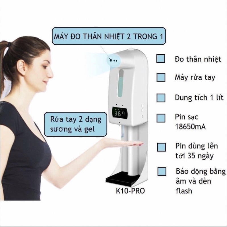 Máy Đo Thân Nhiệt + Xịt Khuẩn Rửa Tay – Máy Rữa Tay