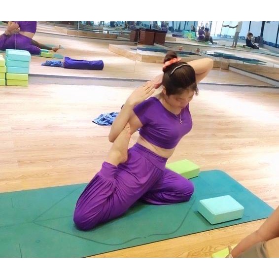 Bộ Alibaba Màu Tím Tập Yoga ,Zumba, Tập Múa Chất Cotton Lạnh