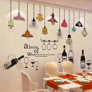 Decal dán tường chùm đèn đủ màu và bếp