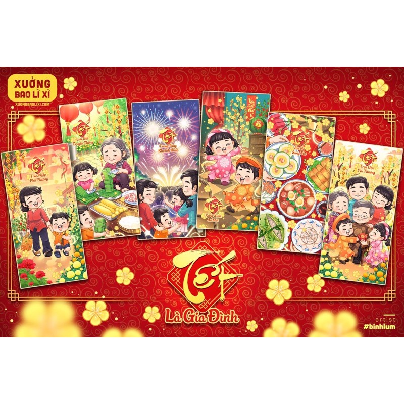 Sỉ 500- 1000 lixi mẫu mới 2021 giấy đẹp tặng túi nilon