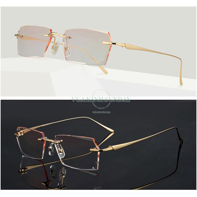 Gọng kính cận không viền càng lá dừa V41