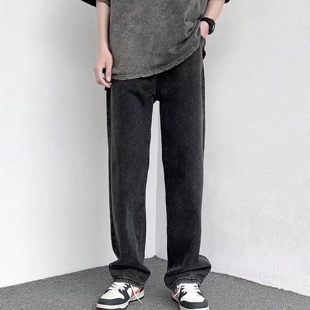Quần Jeans Ống Rộng Phong Cách Hong Kong Trẻ Trung Hàng Mới Dành Cho Nam