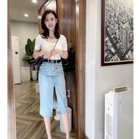 Áo thun kiểu cổ U chữ Sunday, Áo phông dáng ôm cổ vuông sexxy co giãn XX856 - NhiNhi Shop
