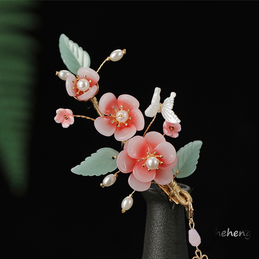 Set 2 Kẹp Tóc Hoa Tráng Men Chống Trượt Không Gây Dị Ứng Thiết Kế Sườn Xám Trung Quốc Cho Nữ