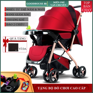 xe đẩy em bé 2 chiều 3 tư thế phiên bản cao cấp - TẶNG KÈM BỘ ĐỒ CHƠI CÓ NHẠC