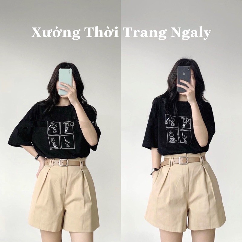 Set đồ nữ cá tính Ulzzang đi chơi mua hè giá rẻ Áo phông tay lỡ quần short SNOOPY SDN01 | BigBuy360 - bigbuy360.vn