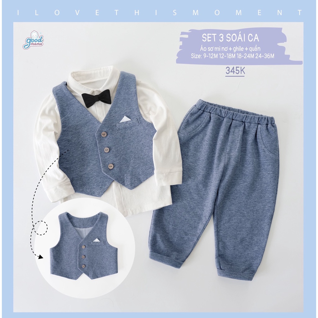 Set 3 soái ca, set ghile công tử cho bé hãng Goodmama