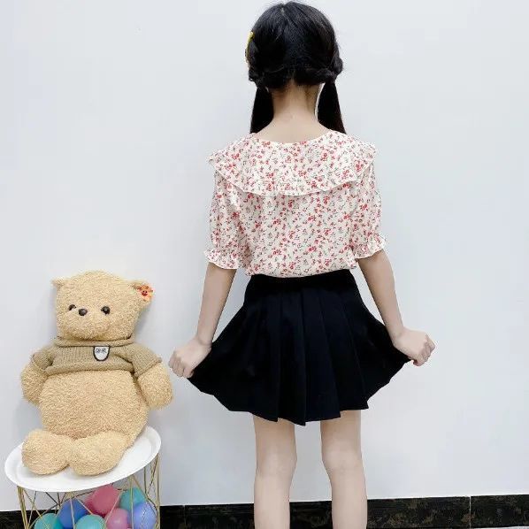 Áo Sơ Mi Cotton Cổ Búp Bê In Họa Tiết Hoa Nhí Xinh Xắn Thời Trang Phong Cách Hàn Quốc 2023 Cho Bé