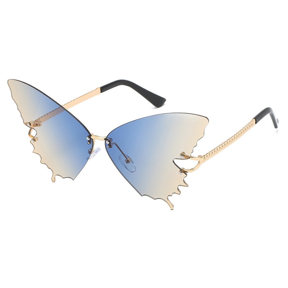 👒OSIER🍂 Christmas Decorations Rimless Sunglasses Vintage Retro Sun Glasses Butterfly Sunglasses Women Fashion Metal Eyewear UV protection