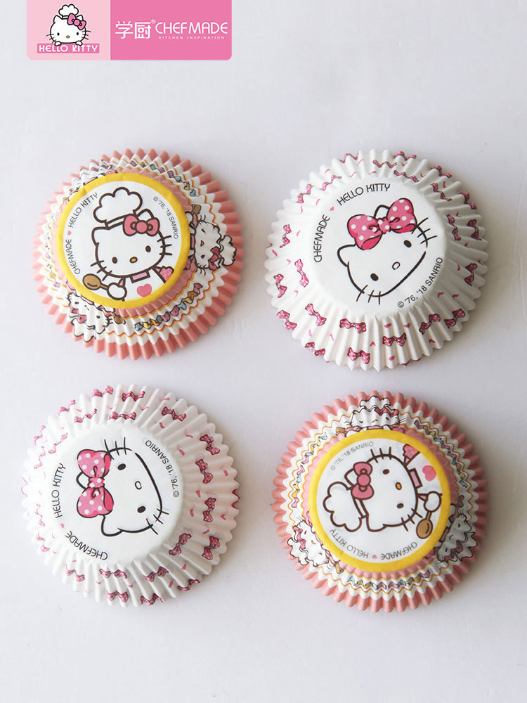 CHEFMADE Hellokitty Bộ 100 Giấy Lót Bánh muffin Chịu Nhiệt Độ Cao In Họa Tiết Hello kitty Xinh Xắn kt7067