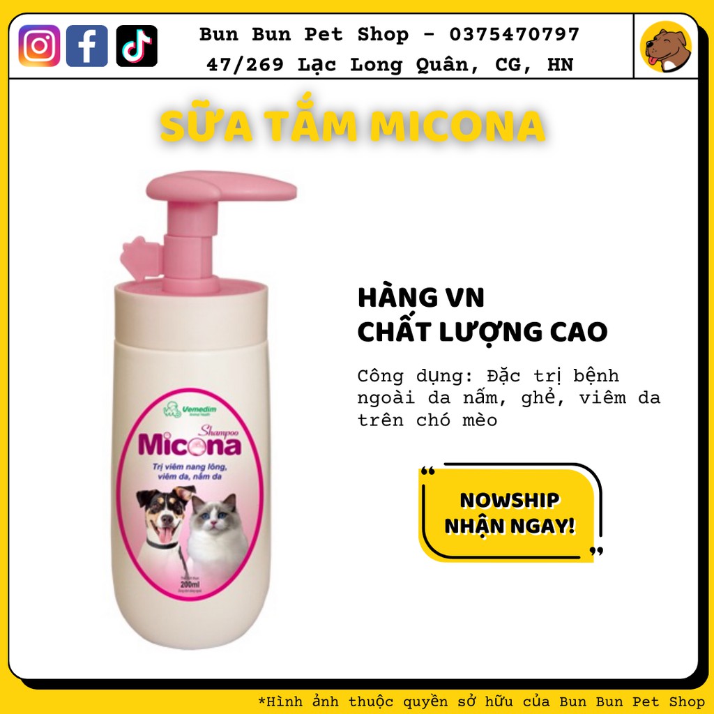 Sữa tắm Micona cho chó ngứa, viêm da, ghẻ nấm