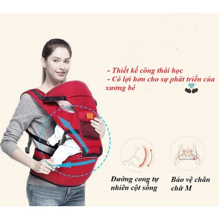 🍁 Địu em bé 4 tư thế [có ghế chống gù]