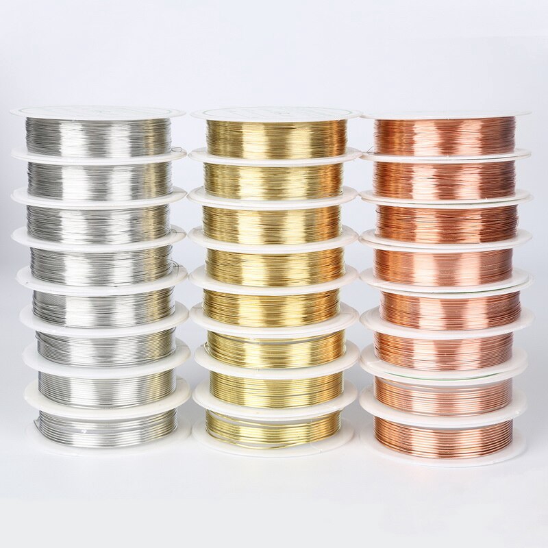 Cuộn dây làm trang sức thủ công/ phụ kiện nhiều màu sắc vàng bạc hợp kim 0.2/0.25/0.3/0.4/0.5/0.6/0.8/1mm