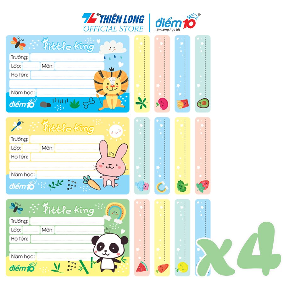 Combo 4 xấp Nhãn vở Thiên Long Điểm 10 TP-NBL005