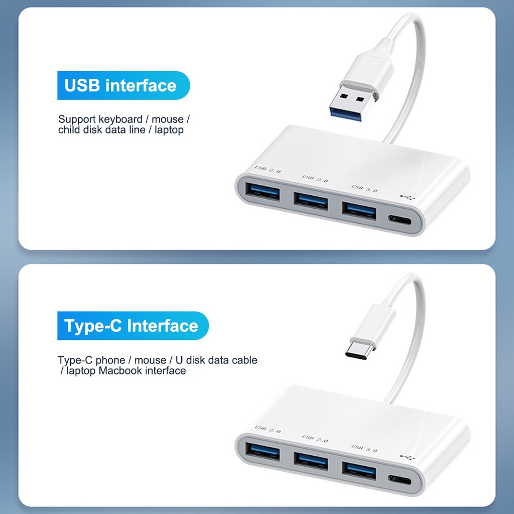 Thiết bị FONKEN chia 4 cổng USB 2.0 3.0 kiểu 4 trong 1 tốc độ cao dành cho laptop notebook