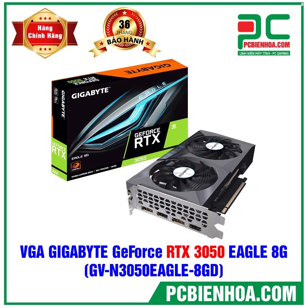 VGA card màn hình GIGABYTE GEFORCE RTX 3050 EAGLE 8G (GVN3050EAGLE8GD) 36T