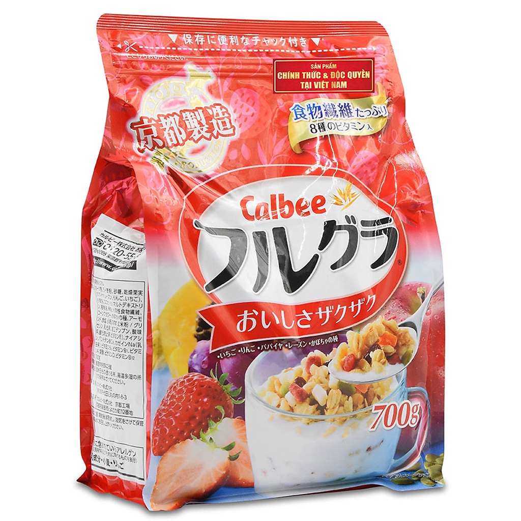 Ngũ cốc Calbee Ăn Kiêng Giảm Cân Nhật Bản mix sữa chua hoa quả trái cây dùng ăn sáng (750G)