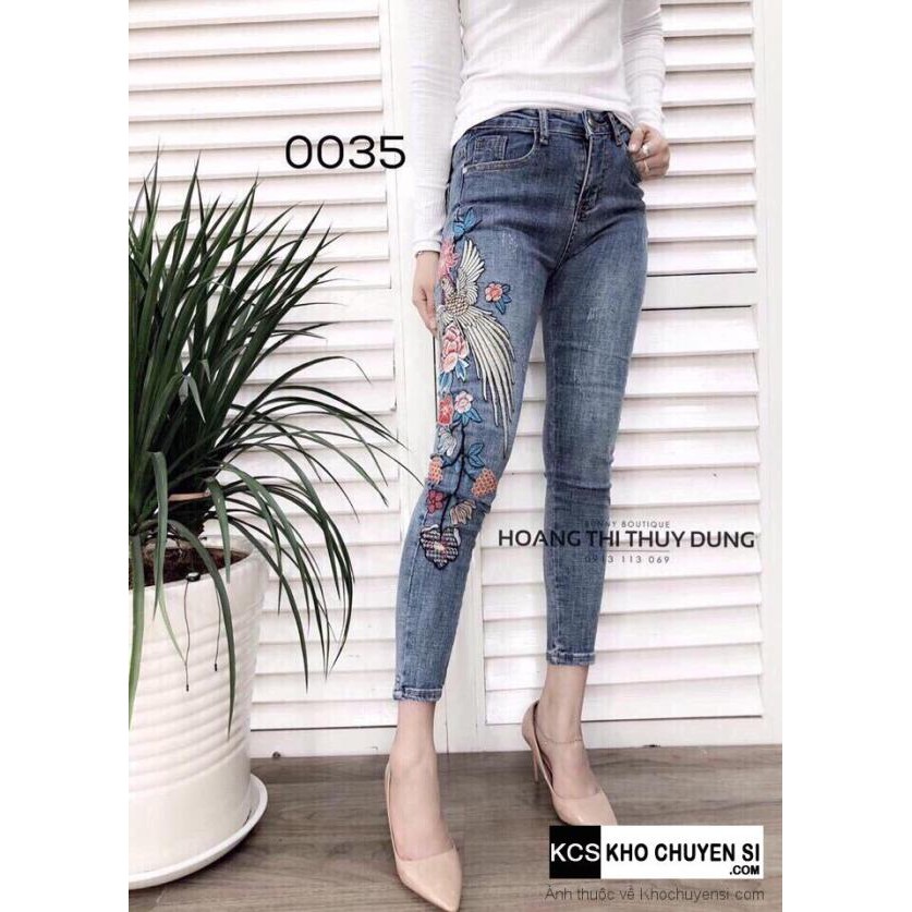quần jean nữ cao cao cấp thêu hình phượng m/0765 | BigBuy360 - bigbuy360.vn