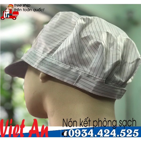 Nón Thủy Sản, Nón Phòng Sạch Vải Silk Màu Trắng _ Hình Chụp Thật
