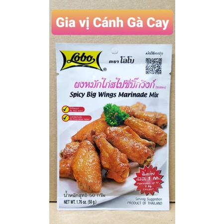 [Lobo Thái] Gia vị Cánh Gà Cay Lobo 50gr / Spicy Big Wings Marinade Mix  Nhập khẩu chính hãng