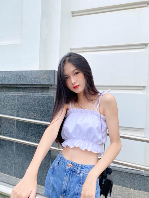 [Mã FAGREEN1505 giảm tới 30K đơn 99K] Áo croptop nhúm chun