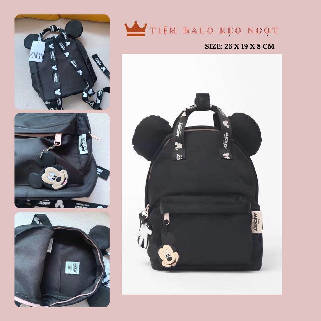 Balo Mickey màu đen Cho Bé Đi Mẫu Giáo Nhà Trẻ Mầm Non