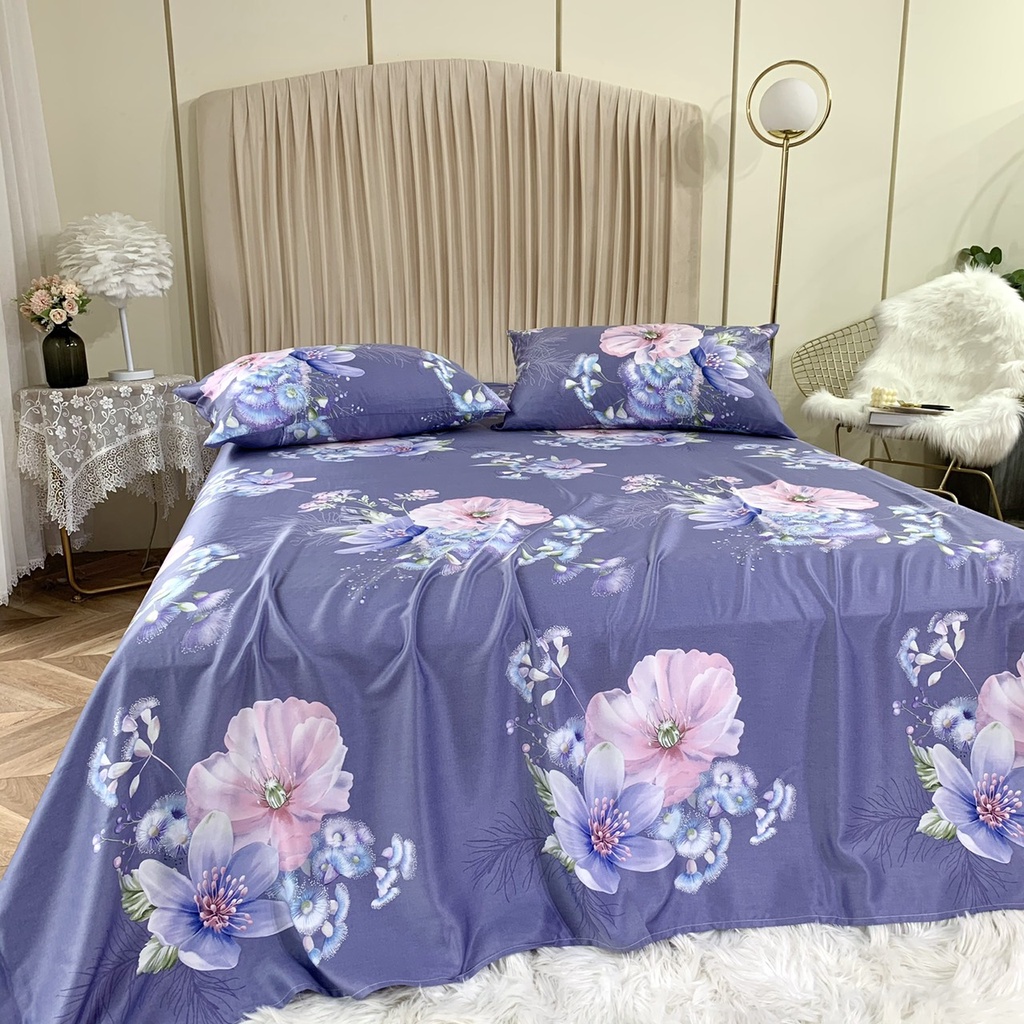 Bộ ga gối lụa tencel 60s hoa tiết sang trọng lịch sự nhập khẩu cao cấp, ga giường lụa mát lạnh - nhiều mẫu lựa chọn
