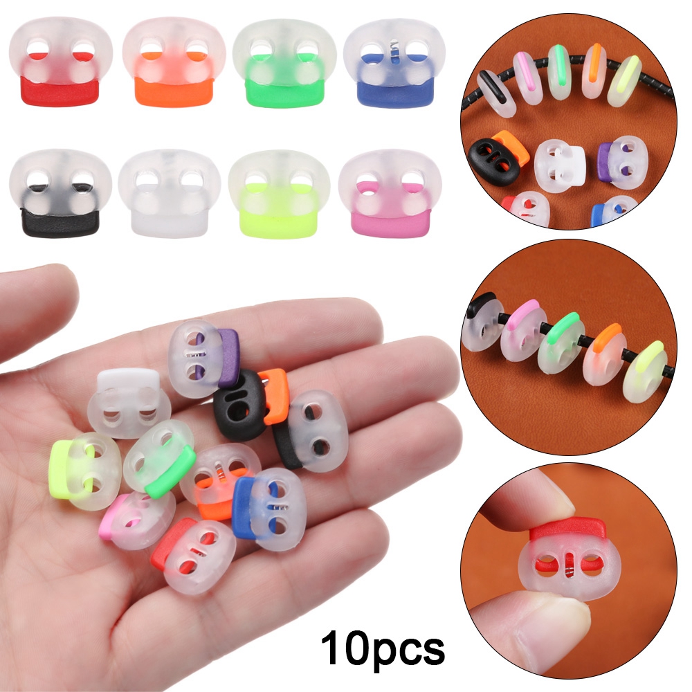 10 Nút khóa dây giày nhiều lỗ 18.5*17mm 4mm chất liệu nhựa cao cấp