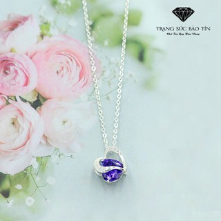 Dây chuyền bạc nữ trái tim tím - bảo tín