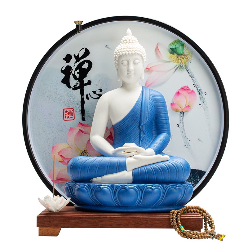 Bộ tiểu cảnh Thích Ca Mâu Ni tọa đài sen gốm Đức Hóa cao cấp  - tượng Thích Ca Trì Bình - Tự Thanh