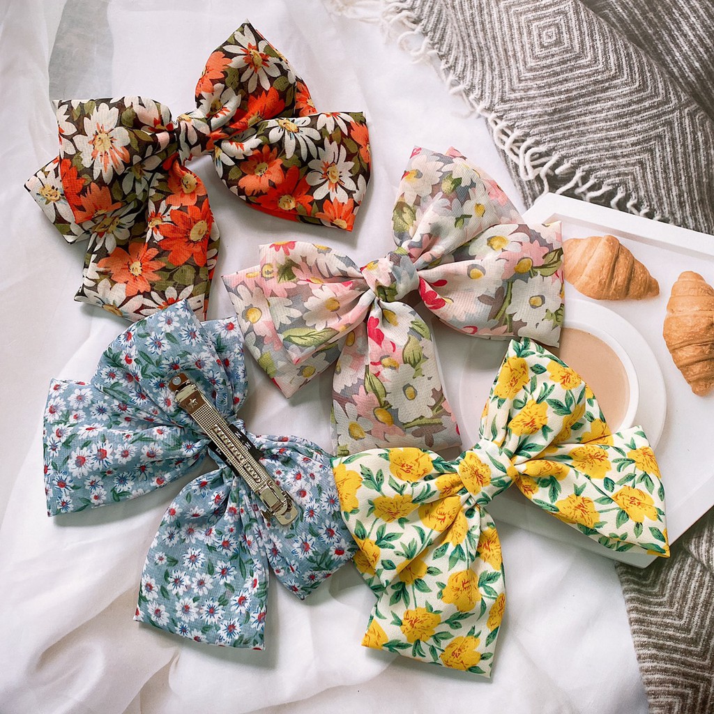 KẸP TÓC NƠ TIỂU THƯ, VOAN HOA CÚC NHÍ, 3 TẦNG NƠ THỜI TRANG NỮ HOT TREND ULLZANG