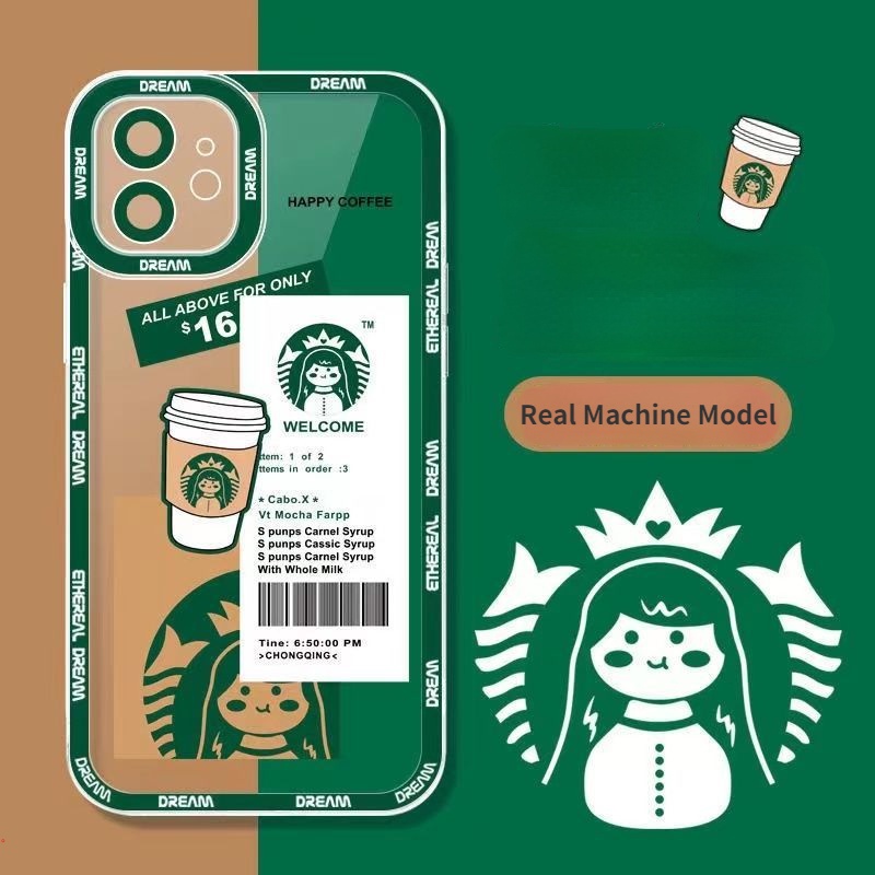 Ốp Điện Thoại Silicon Mềm Chống Rơi Họa Tiết Starbucks Hợp Thời Trang Cho Iphone 13 12 11 Pro MAX X XS MAX 6 7 8 Plus