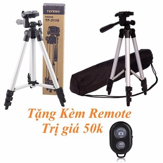 Tripod 3 chân kẹp điện thoại + Remote chụp hình Bluetooth cho Điện thoại, Máy chụp hình