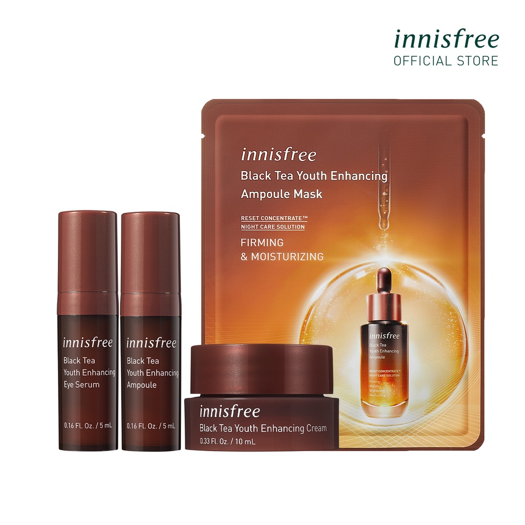 Bộ sản phẩm chống lão hóa trà đen Innisfree Black Tea Youth Enhancing Ampoule Set