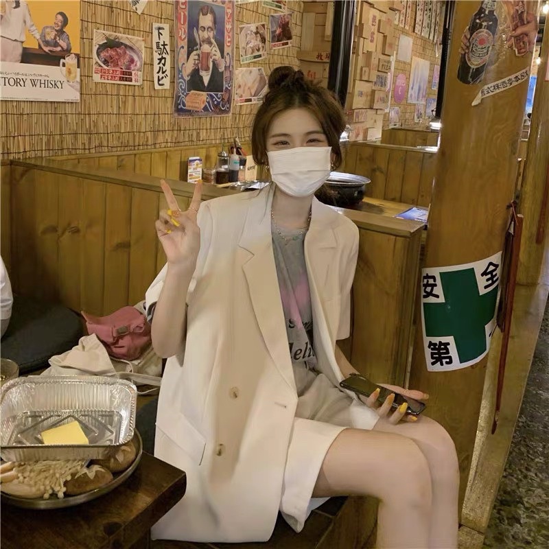 Sét áo vest nữ mặc hè, Bộ áo vest mix quần sooc | BigBuy360 - bigbuy360.vn