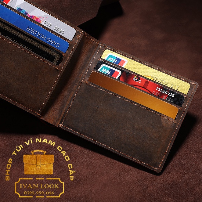 Ví Nam Da Bò Cao Cấp May Thủ Công - Bóp Da Thật 100% - Sang Trọng Đẳng Cấp Bền Bỉ Với Thời Gian - Cowhide Men Wallet
