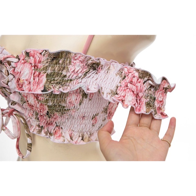 Set bikini hồng babi