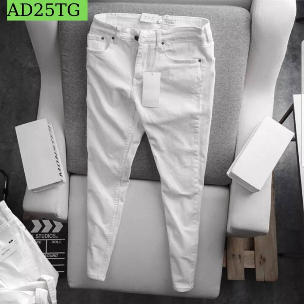 Quần Jean Nam TENJI STORE AD25TG Trắng Trơn Cao Cấp Trẻ Trung Phong Cách Cá Tính TG23 Giá Gốc Tận Xưởng (44 - 70KG) | BigBuy360 - bigbuy360.vn