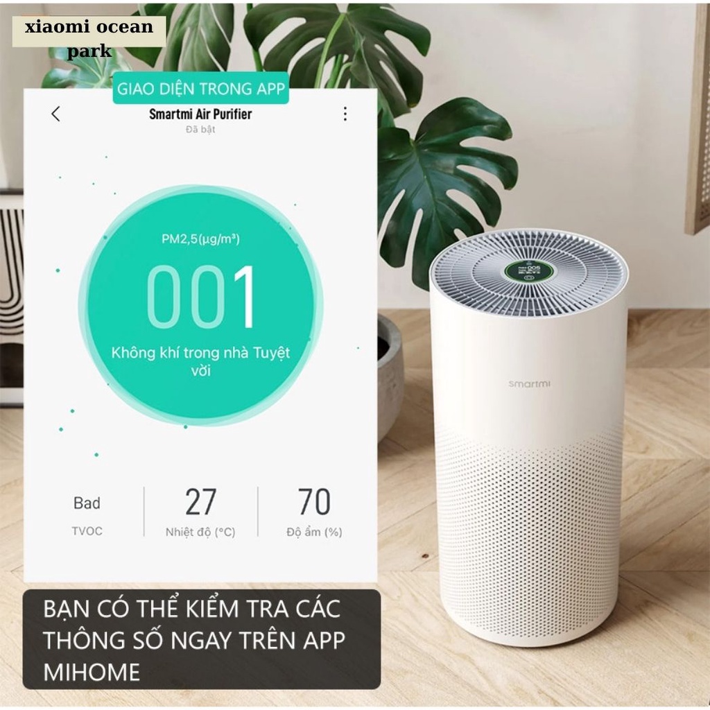 Máy lọc không khí Smartmi Air Purifier - Hệ thống lọc không khí thông minh 3 giai đoạn- chính hãng Bảo Hành 12 tháng
