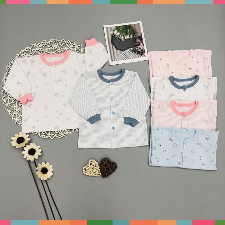 Áo Thun Dài Tay Sơ Sinh, Hãng Mio, 6 Màu Xinh Yêu, 100% Chất Cotton Mềm Mát, Màu Sắc Xinh Yêu- BONGKIDS