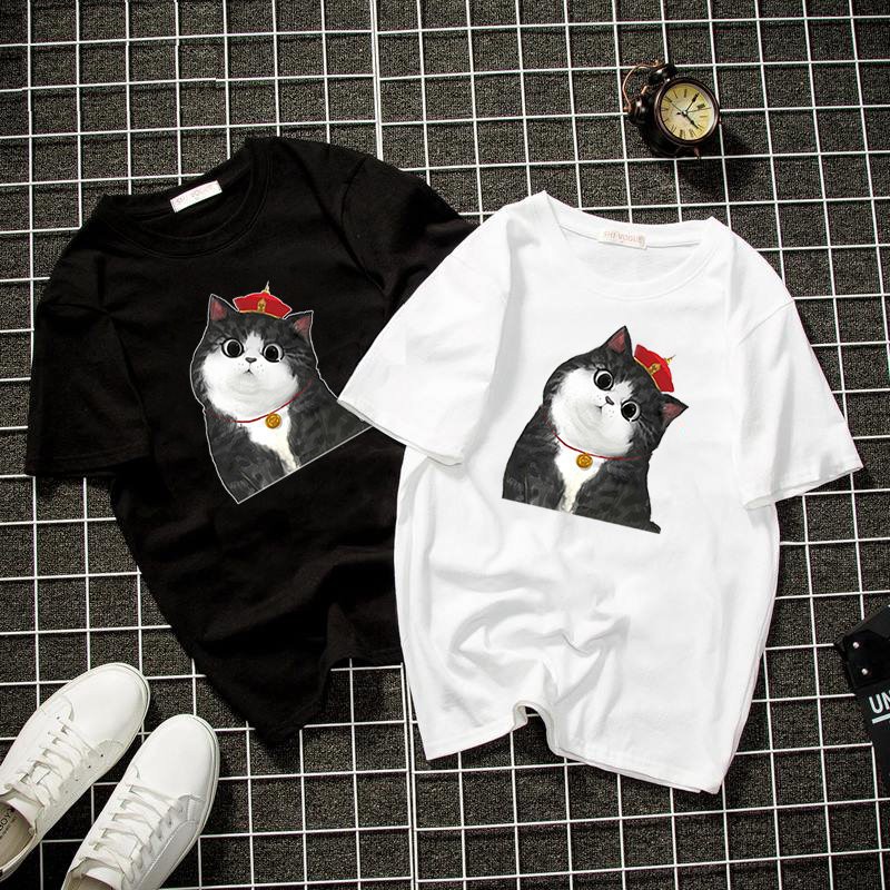 Áo thun unisex form rộng mèo hoàng thượng vải dày mịn 2019T2148