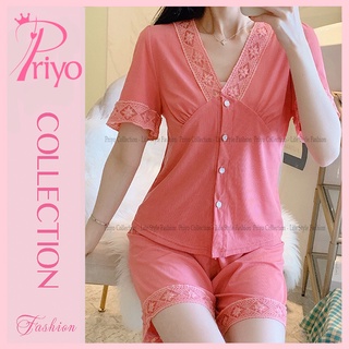 Bộ ngủ PIJAMA lụa Latin, Đồ mặc nhà chất lụa Latin trơn phối ren cao cấp chất đẹp BN2222