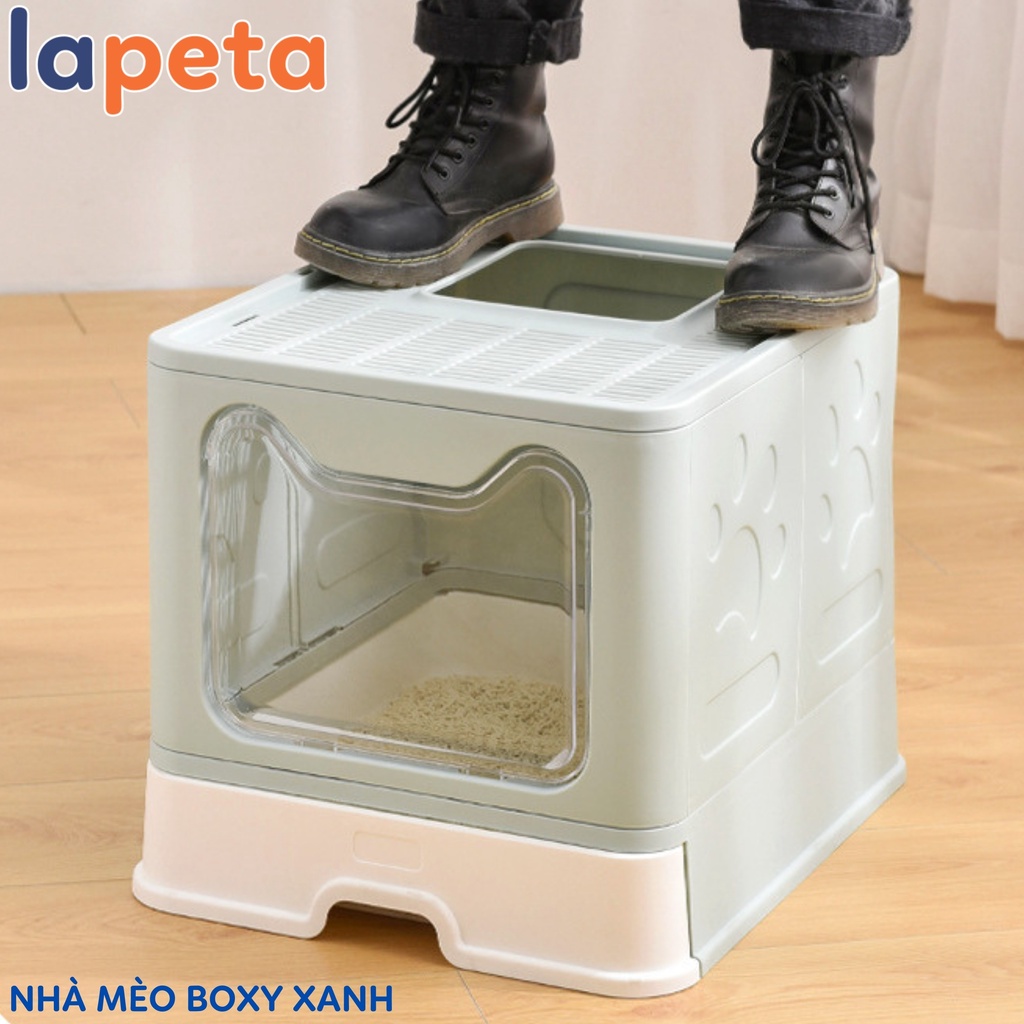 Nhà vệ sinh cho mèo size lớn có ngăn kéo khép kín chống văng cửa ra vào riêng kèm xẻng Boxy Lapeta
