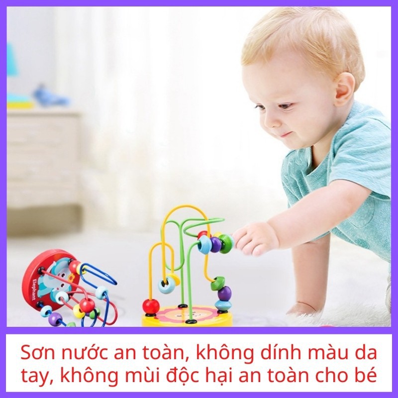 Đồ Chơi Luồn Hạt Bằng Gỗ Cho Bé Phát Triển TrÍ Tuệ (Giáo Dục Sơm - An Toàn - Thông Minh)