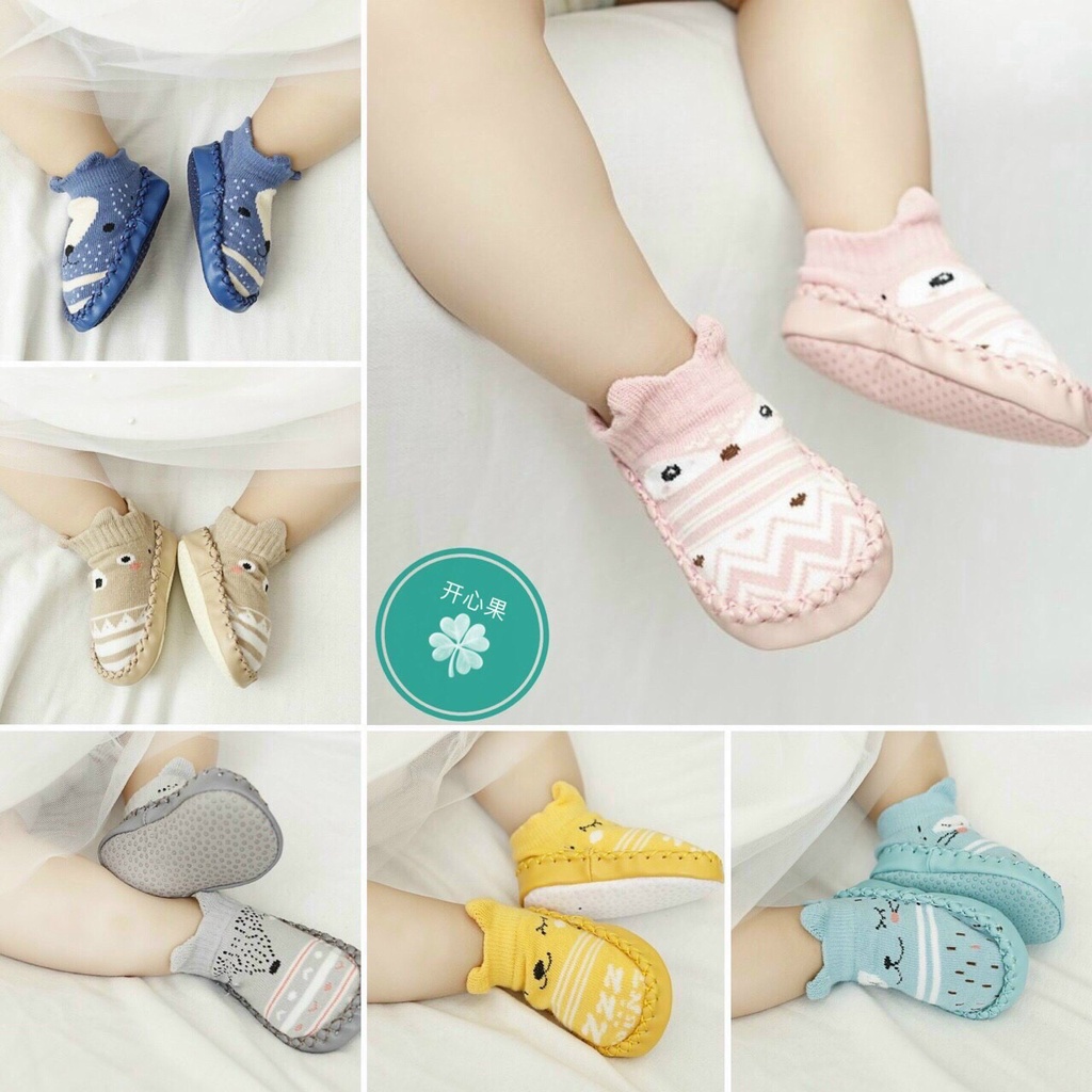 Giày đế da mềm tập đi chống trượt hình thú cho bé (size 12, 13)