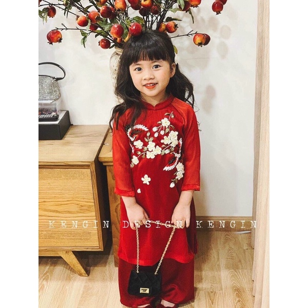 Áo dài gấm thêu Hạc cao cấp