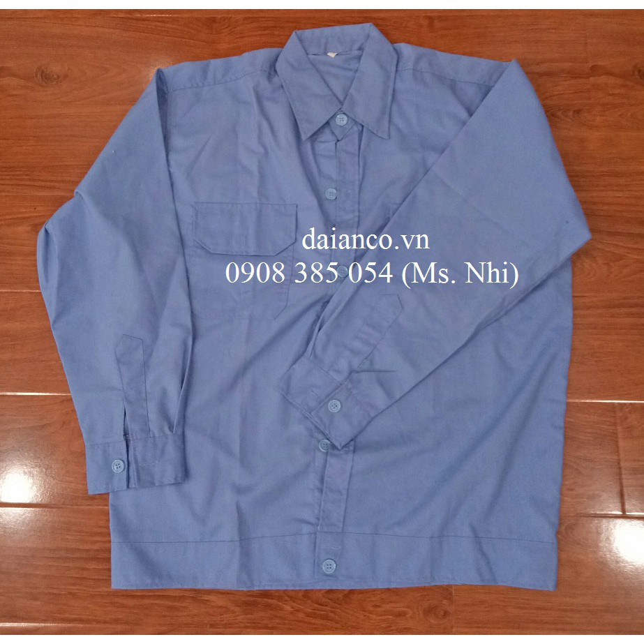Áo lẻ bảo hộ lao động vải si Việt Nam- Màu xanh đậm, nhạt- Hình thật, hàng sẵn