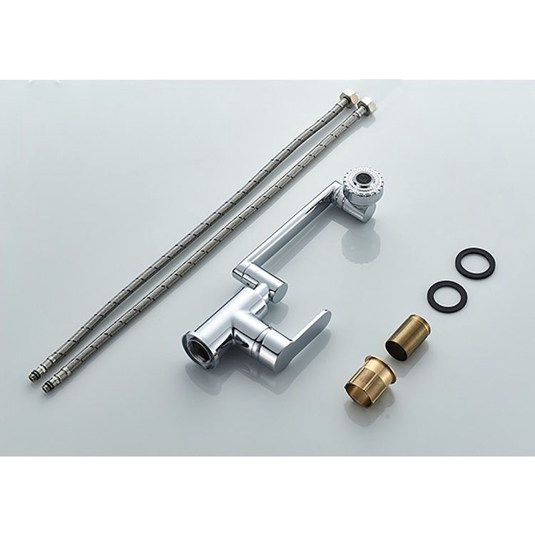 Vòi bồn rửa mặt, vòi Lavabo Nóng lạnh inox Bóng xoay 720 độ siêu tiện dụng tặng kèm dây cấp Nóng lạnh