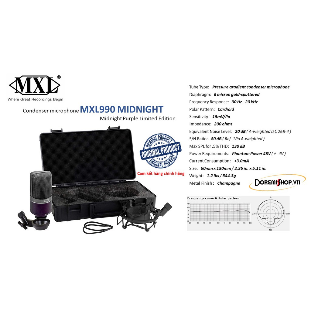 Micro thu âm condenser MXL990 MID