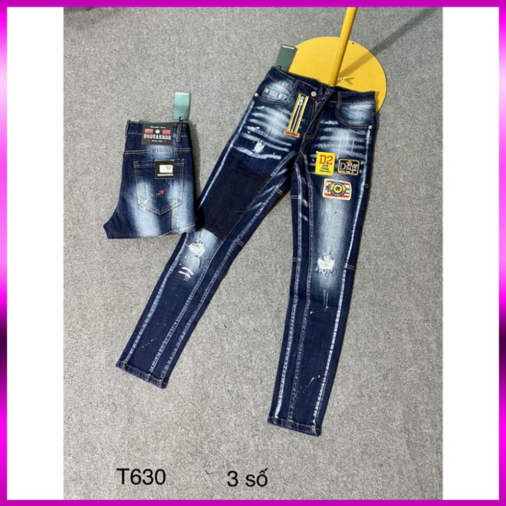 Quần Jean DSQ2 Quần Bò DSQ ống côn khoá lệch màu xanh thêu logo cưc chất | BigBuy360 - bigbuy360.vn